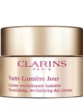 Clarins Nutri-Lumière Jour Day Cream - Gold and Pink Text